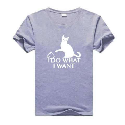 I Do What I Want Cat Lovers Saying Print Women's T-shirt Summer Harajuku Cotton Tees Funny Casual Round Neck Plus Size T-shirts