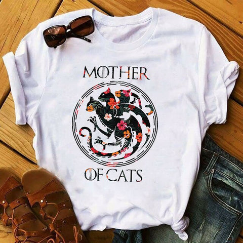 Women 2020 Ladies Graphic Female Womens Top T Shirt Cat Lover Cool Flower Animal Print Pet Lady Clothing T-shirts Tee T-Shirt