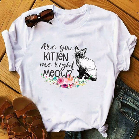 Women 2020 Ladies Graphic Female Womens Top T Shirt Cat Lover Cool Flower Animal Print Pet Lady Clothing T-shirts Tee T-Shirt