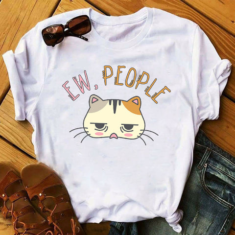 Women 2020 Ladies Graphic Female Womens Top T Shirt Cat Lover Cool Flower Animal Print Pet Lady Clothing T-shirts Tee T-Shirt