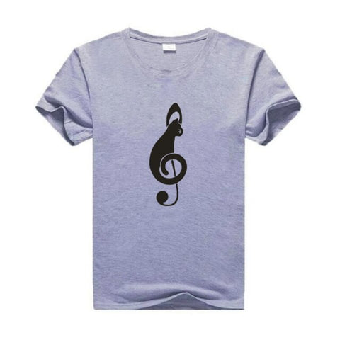 Cat Music Pattern Printed Women's T-shirt Summer Funny Casual Harajuku Cotton Tees Street Plus Size Round Neck T-shirts Tops